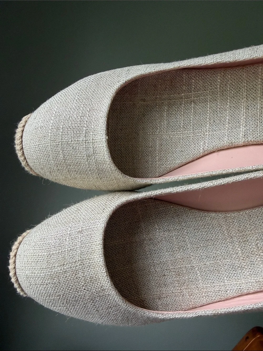 J. CREW Seville Canvas Wedge Espadrille Pumps Beige /Metallic Gold Size 6 NWOB